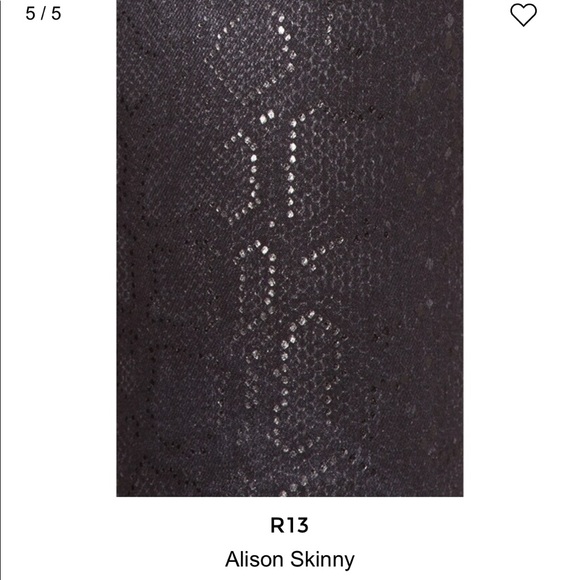 R13 ALISON SKINNY IN BLACK SNAKE SIZE 26 NEW WITH TAGS - Picture 11 of 13